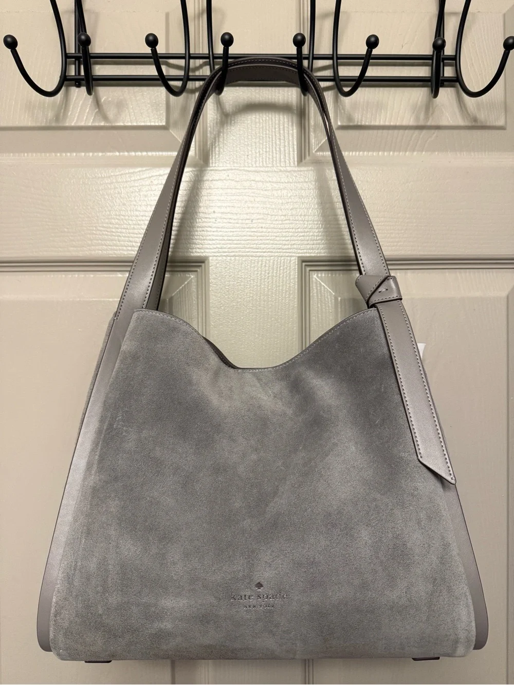 kate spade Grey Leather Shoulder Tote with Knot Accent - NWT
